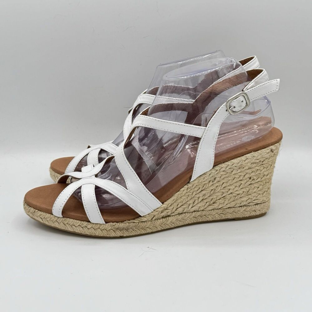 Eric Michael‎ White Lindsey Leather Espadrilles Wedge Heels US Size 10-11 EU 41